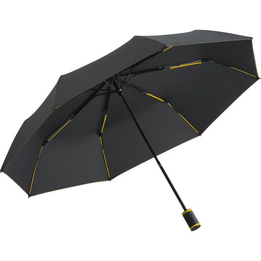 ein schwarzer regenschirm mit gelben bezügen darauf Taschenschirm Mini Style (Bild 1)