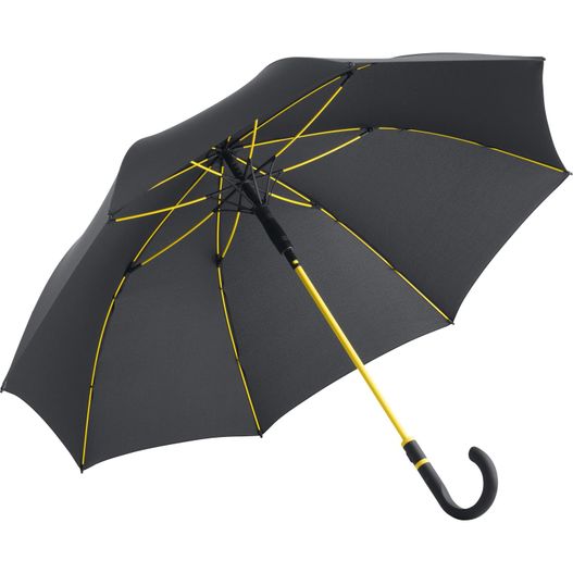 ein schwarzer regenschirm mit gelben bezügen auf weißem hintergrund AC-Midsize-Stockschirm Style (Bild 1)