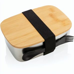 Stainless Steel Lunchbox mit Bambus-Deckel und Göffel