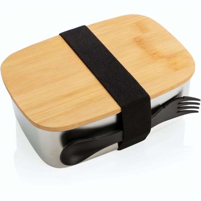 Stainless Steel Lunchbox mit Bambus-Deckel und Göffel
