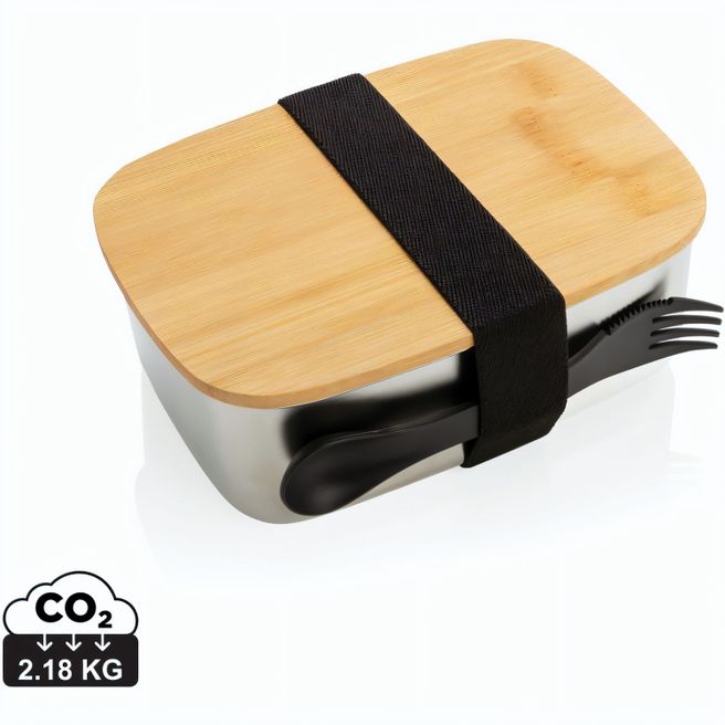 Produktabbildung Stainless Steel Lunchbox mit Bambus-Deckel und Göffel Stainless Steel Lunchbox mit Bambus-Deckel und Göffel