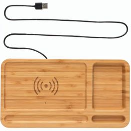 Bambus Schreibtisch-Organizer mit 5W Wireless Charger
