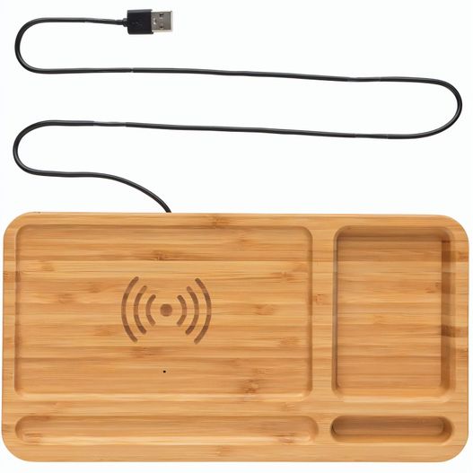 Produktabbildung Bambus Schreibtisch-Organizer mit 5W Wireless Charger Bambus Schreibtisch-Organizer mit 5W Wireless Charger (Bild 1)
