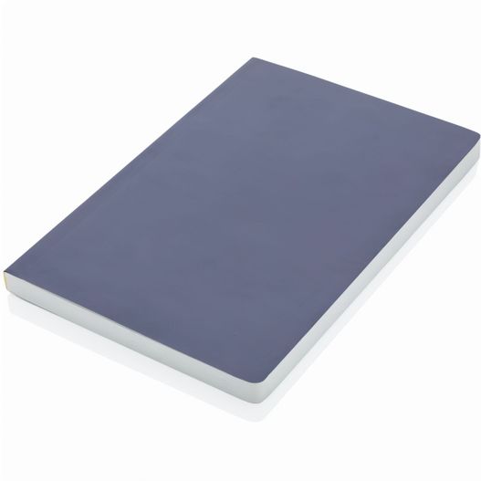 ein blaues notizbuch mit einem weißen cover Impact Softcover A5 Notizbuch mit Steinpapier (Bild 1)