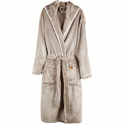 eine robe auf einem weißen hintergrund gezeigt VINGA Louis Luxus Plüsch GRS rPET Bademantel Größe S/M (Bild 1)