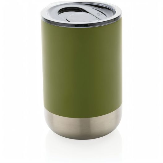 eine grüne und silberne tasse mit einem deckel RCS recycelter Stainless Steel Becher (Bild 1)