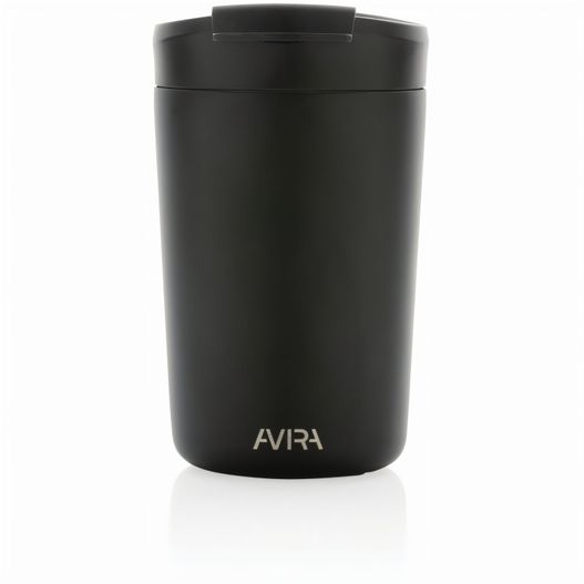 eine schwarze tasse mit deckel und deckel Avira Alya RCS recycelter Stainless-Steel Becher 300ml (Bild 1)