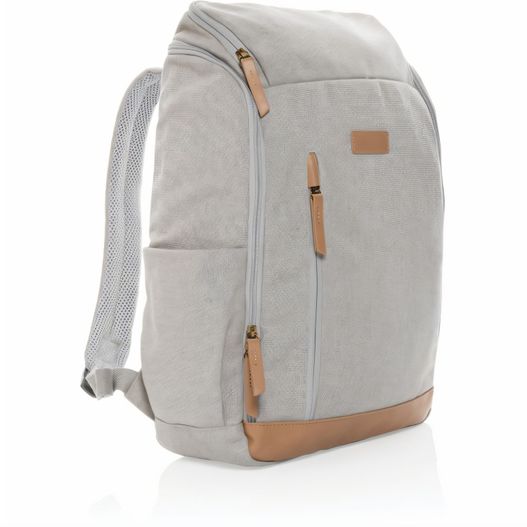 rucksack mit ledergriff und reißverschluss Impact AWARE™ 16 oz. r recyceltem canvas 15" Laptop-Rucksack (Bild 1)