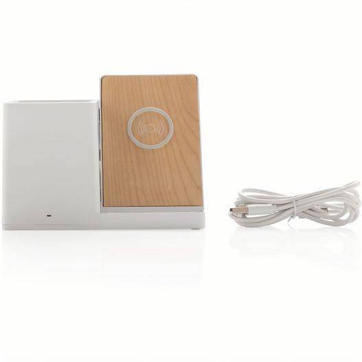 eine holzbox mit einem ladegerät und einem kabel Ontario 10W Wireless Charger aus Bambus und RCS Kunststoff (Bild 1)