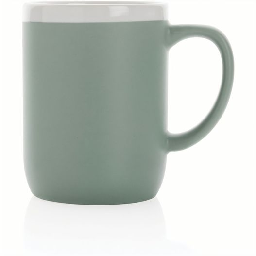 eine grüne kaffeetasse mit einem weißen rand Keramiktasse mit weißem Rand, 300ml (Bild 1)