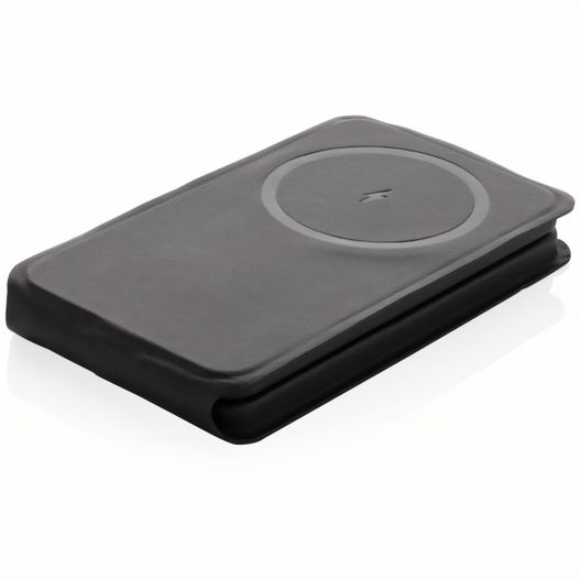 ein schwarzes gerät mit einer kabellosen maus oben Swiss Peak 15W 3-in-1 magnetischer Wireles Charger aus rPU (Bild 1)