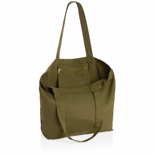eine grüne tasche mit reißverschluss vorne Impact Aware™ 240g/m² rcCanvas Shopper + Tasche, ungefärbt (Bild 1)