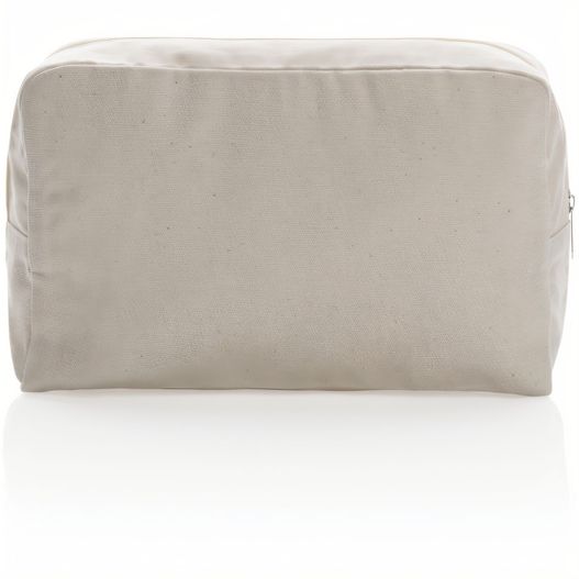 eine weiße toilettentasche, die auf einer weißen oberfläche sitzt Impact Aware™ 285g/m² Kosmetiktasche aus ungefärbtem Canvas (Bild 1)