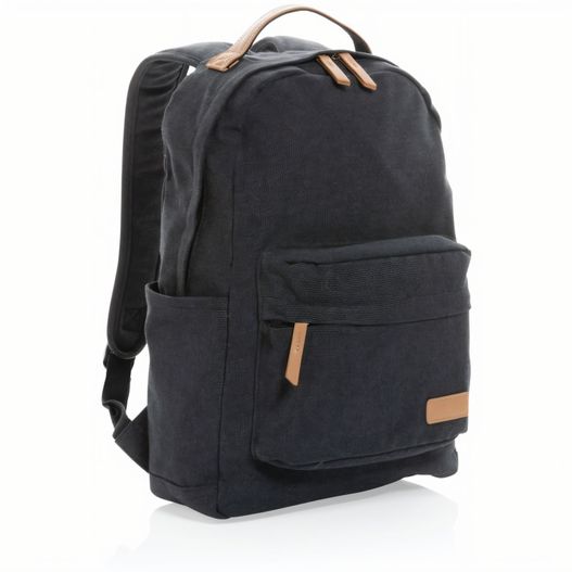 ein schwarzer rucksack mit braunem griff Impact AWARE™ 16 oz. rCanvas Rucksack (Bild 1)