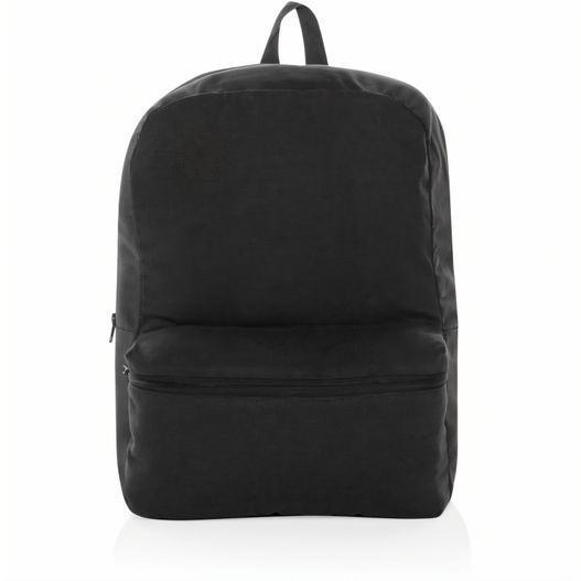 ein schwarzer rucksack mit reißverschluss vorne Impact Aware™ 285g/m² rCanvas-Rucksack, ungefärbt (Bild 1)