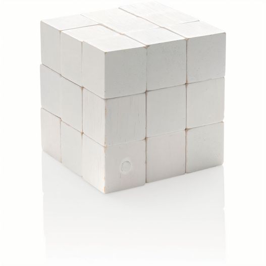 ein weißer würfel mit ein paar kleinen quadraten darauf Denkspiel aus Holz in Canvas-Tasche (Bild 1)