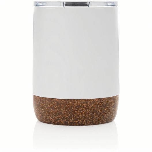 ein weißer und korkbecher mit korkdeckel Kleine Vakuum-Kaffeetasse aus RCS rSteel & Kork (Bild 1)