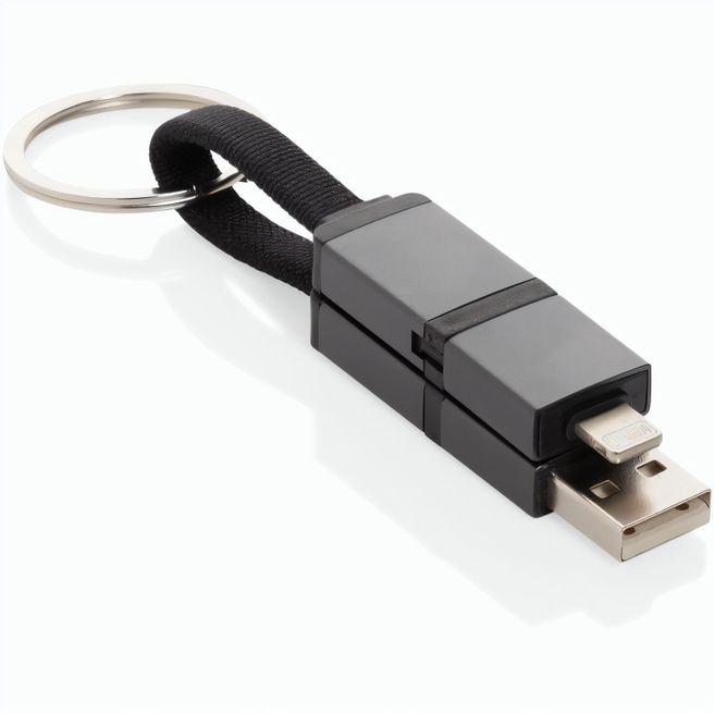 Terra 4-in-1 Schnellladekabel für den Schlüsselbund aus rAlu