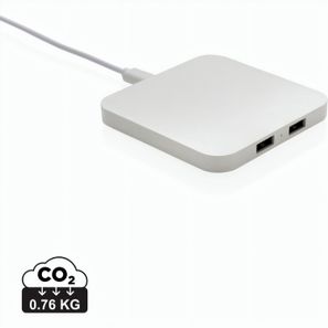 10W Wireless Charger aus RSC recycl. Kunststoff mit Dual-USB