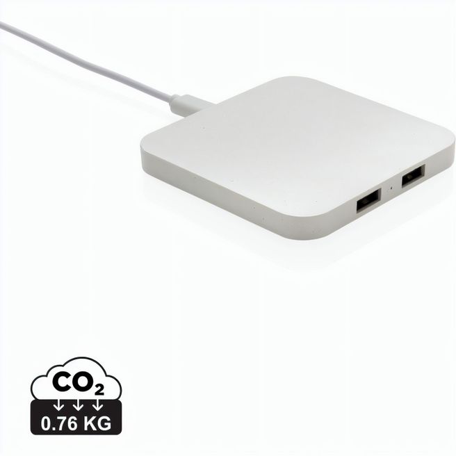 Produktabbildung 10W Wireless Charger aus RSC recycl. Kunststoff mit Dual-USB 10W Wireless Charger aus RSC recycl. Kunststoff mit Dual-USB