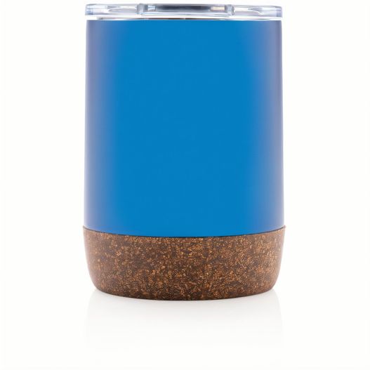 eine blaue tasse mit korkboden Kleine Vakuum-Kaffeetasse aus RCS rSteel & Kork (Bild 1)