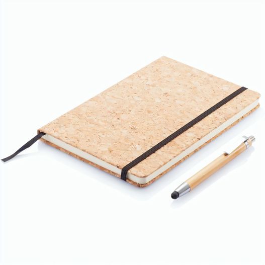 Produktabbildung Kork A5 Notizbuch mit Bambus Stift und Stylus Kork A5 Notizbuch mit Bambus Stift und Stylus (Bild 1)