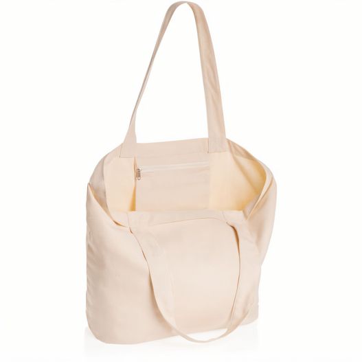 eine weiße tasche mit einem griff auf weißem hintergrund Impact Aware™ 240g/m² rcCanvas Shopper + Tasche, ungefärbt (Bild 1)