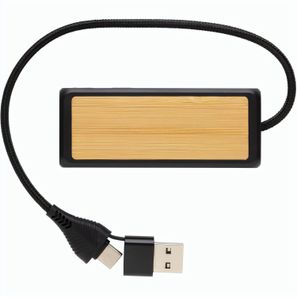 Link Dual Input USB Hub aus RCS rec. Kunststoff und Bambus
