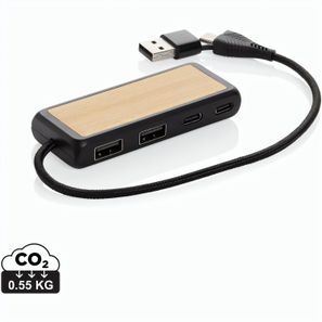 Link Dual Input USB Hub aus RCS rec. Kunststoff und Bambus