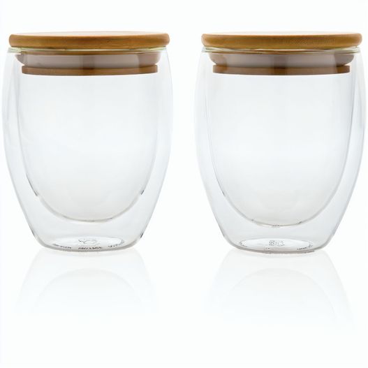 2-tlg Set Borosilikatgläser mit Bambusdeckel 250ml (Bild 1)