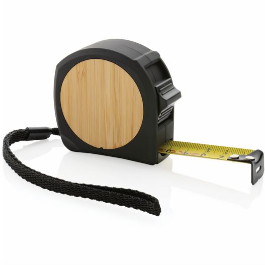 ein bandmaß mit einem holzgriff 5m/19mm Maßband aus RCS recycelt. Kunststoff & Bambus (Bild 1)