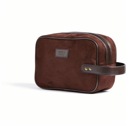 eine braune toilettentasche mit ledergriff VINGA Hunton Kosmetiktasche (Bild 1)