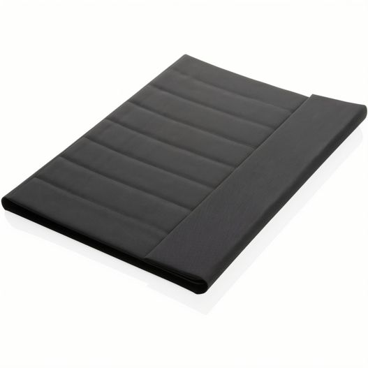 eine schwarze lederauflage mit schwarzem streifen Impact Aware™ A4 Portfolio mit Magnetverschluss (Bild 1)