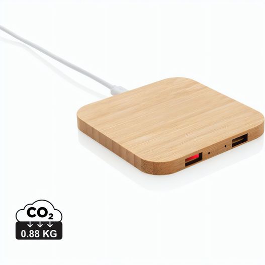 Produktabbildung 5W-Wireless-Charger aus Bambus mit USB 5W-Wireless-Charger aus Bambus mit USB (Bild 1)