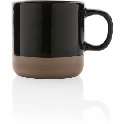 ein schwarzer und brauner kaffeebecher auf weißer oberfläche Becher aus glasiertem Keramik, 360ml (Bild 1)