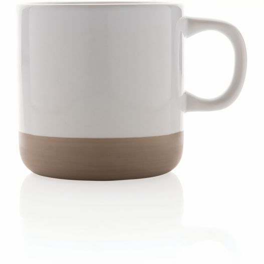 eine weiße kaffeetasse mit einem braunen rand Becher aus glasiertem Keramik, 360ml (Bild 1)