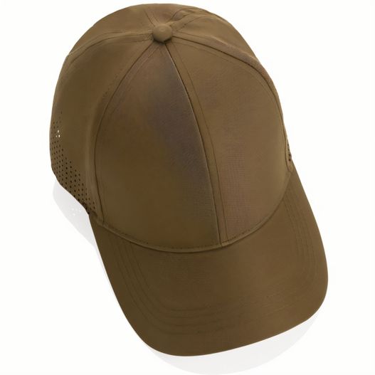 eine braune baseballkappe mit einem netzblende Impact AWARE™ rPET 6-Panel-Sportkappe (Bild 1)