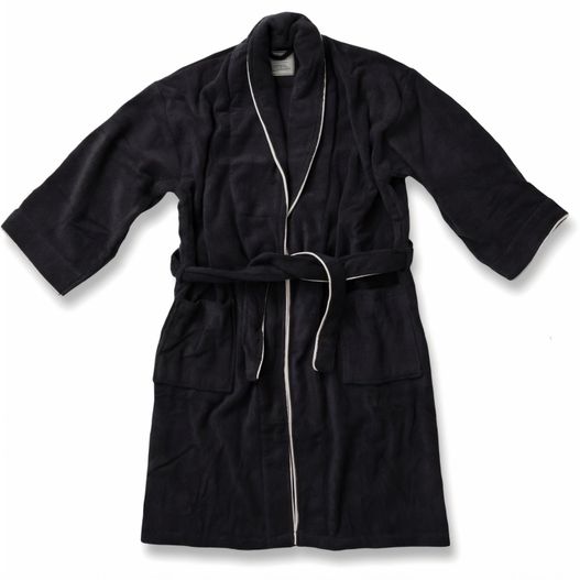 eine schwarze robe mit einem weißen reißverschluss auf der vorderseite VINGA Harper Bademantel S/M (Bild 1)