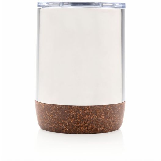 ein glas mit einem korkboden und einem weißen hintergrund Kleine Vakuum-Kaffeetasse aus RCS rSteel & Kork (Bild 1)