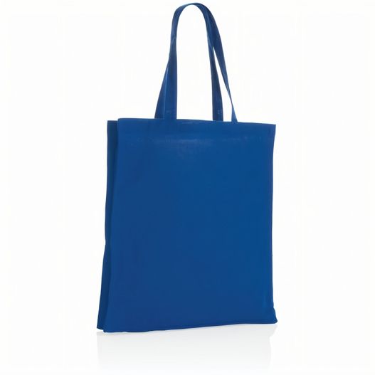 eine blaue einkaufstasche auf weißem hintergrund Impact AWARE™ recycelte Baumwolltasche 145gr mit Boden (Bild 1)