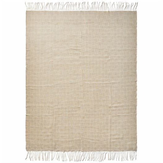 ein beige teppich mit fransen auf weißem hintergrund VINGA Lenox Decke (Bild 1)