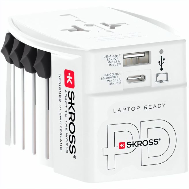 SKROSS World Travel Adapter MUV 65W PD mit USB-C-Kabel