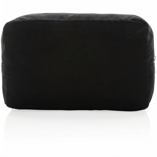 eine schwarze tasche, die auf einer weißen oberfläche sitzt Impact Aware™ 285g/m² Kosmetiktasche aus ungefärbtem Canvas (Bild 1)