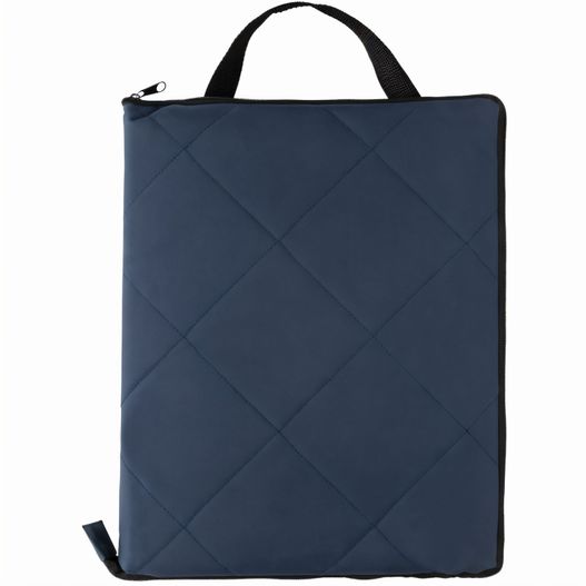 eine blaue laptoptasche mit reißverschluss Impact Aware™ RPET faltbare, gesteppte Picknickdecke (Bild 1)