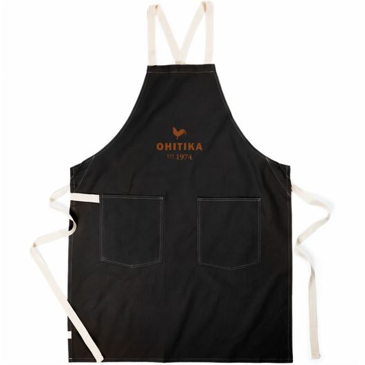 eine schwarze schürze mit einem weißen riemen und einem braunen logo VINGA Sovano Schürze, 250gr/m² (Bild 1)