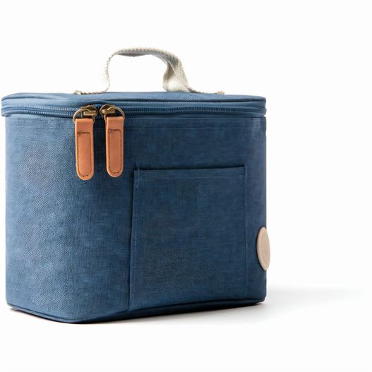 eine blaue lunchtasche mit ledergriff VINGA Sortino Velotasche (Bild 1)