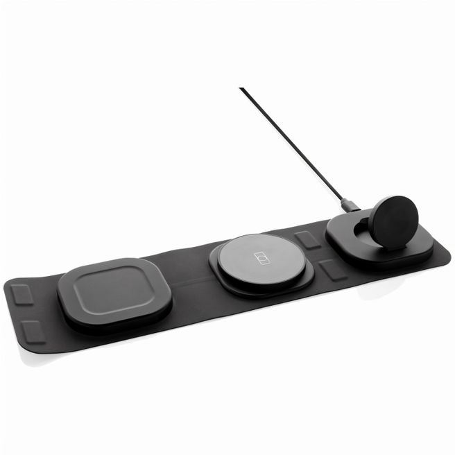 Swiss Peak 15W 3-in 1 Wireless-Reise-Charger aus RCS Plastik