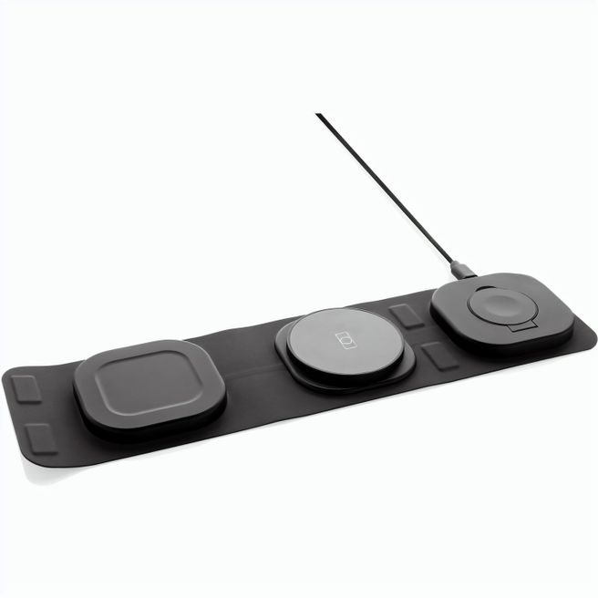Swiss Peak 15W 3-in 1 Wireless-Reise-Charger aus RCS Plastik
