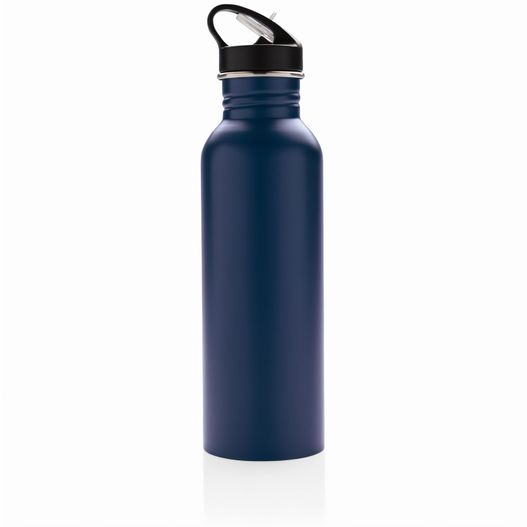 eine blaue wasserflasche mit schwarzem deckel Deluxe Sportflasche aus Edelstahl (Bild 1)