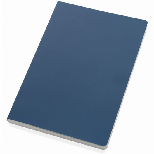 ein blaues notizbuch mit einem weißen cover Impact Softcover A5 Notizbuch mit Steinpapier (Bild 1)